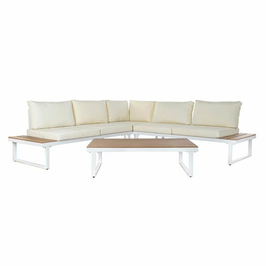 Puutarhasohva DKD Home Decor Beige Puu Polyesteri Teräs (231 x 219 x 74 cm)